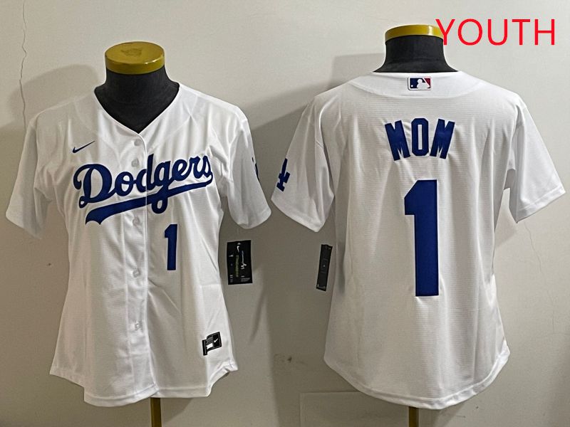 Youth Los Angeles Dodgers #1 Mom White Game 2025 Nike MLB Jersey style 10->youth mlb jersey->Youth Jersey